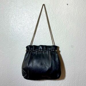 Vintage Leather Minimal Contemporary Adjustable Chain Strap Kiss Lock Purse